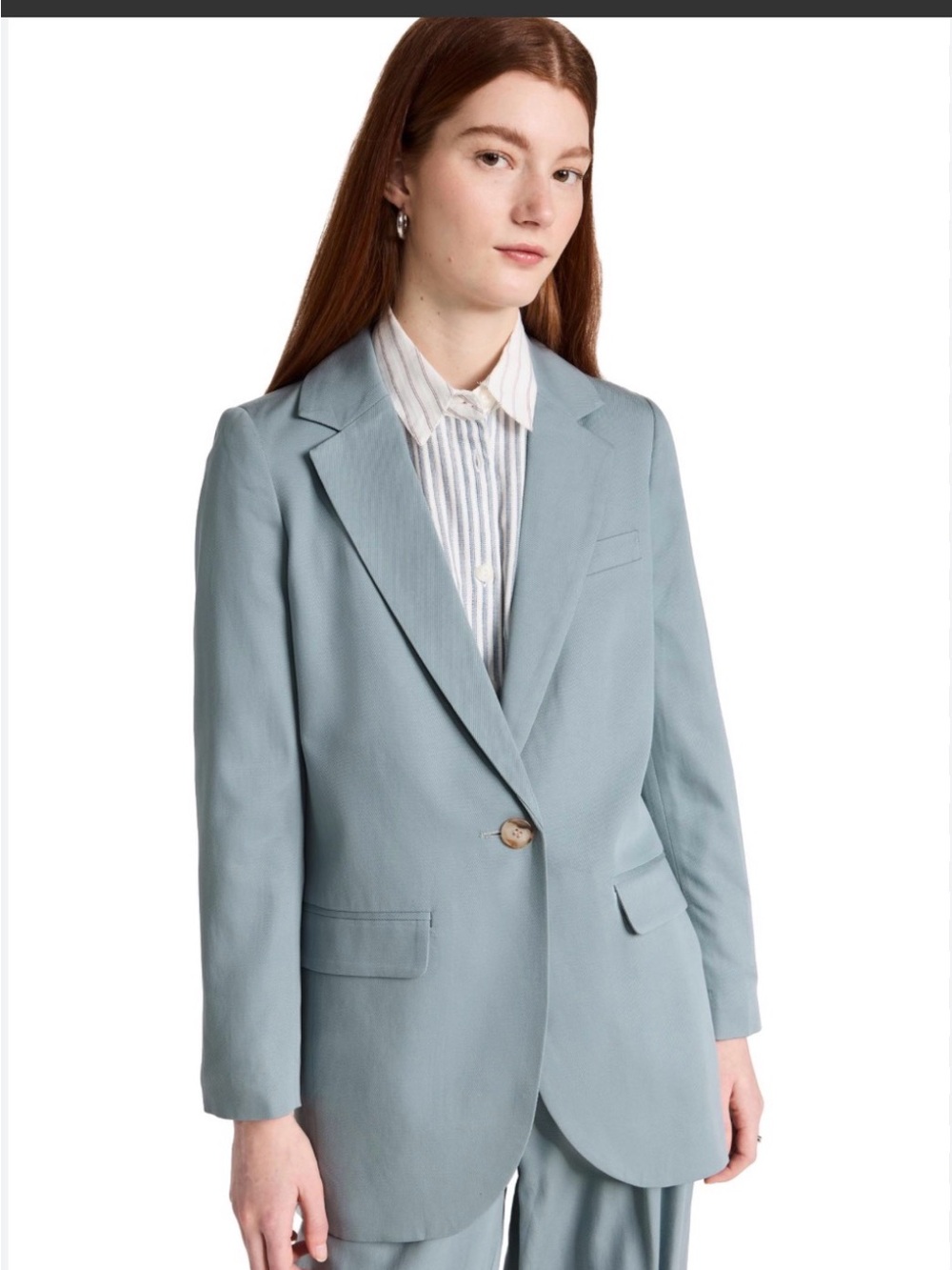 Madewell The Larsen Oversized Blokecore Blazer in Drapeweave Overcast Blue Small